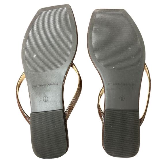 Amazon Essentials Womens Size 9 Sandal Brown Faux Crocodile Open Toe Shoes - Picture 5 of 5